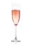 Rose pink champagne glass with bubbles isolated