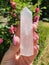 ROSE QUARTZ OBELISK SHAPED STONE ROCK NATURE ROSE AMETHYST PURPLE LILA LIGHT FLOWER