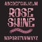 Rose Shine typeface. Pink gold glittering font. Isolated ornate english alphabet