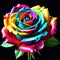 Rose stem vibrant multi color isolated floral magenta red blue yellow