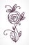 Rose. Stylized flower bouquet hand drawing