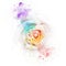 Rose on watercolor rainbow background