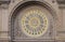 Rose window on the facade of Saint Augustine church in Paris