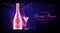 Rose wine bottle and glass mockup promo banner