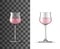 Rose wine glass realistic mockup, alcohol beverage