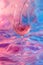 Rose wine pouring in glass, holographic, glowing neon lights color aesthetics. Drops and splashes of liquid around the wineglass.