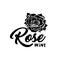 Rose wine silhouette black illustration