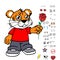 Rose young tiger kid wearing tennis cartoon