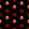 rosebud seamless pattern. head of rose bloom isolated on black pattern, pop art
