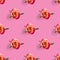 rosebud seamless pattern. head of rose bloom isolated on pink pattern, pop art