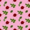 Rosebud seamless pattern. head of rose bloom isolated on pink pattern, pop art