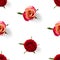 Rosebud seamless pattern. head of rose bloom isolated on white pattern, pop art