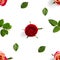 Rosebud seamless pattern. head of rose bloom isolated on white pattern, pop art