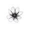 Rosehip flower illustration petals black outline isolated