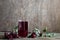 Roselle drink on Wood desk with a books note and repice