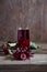 Roselle drink on Wood desk with a books note and repice