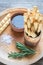 Rosemary breadsticks with ingredients