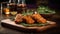 Rosemary-Infused Chicken Tender Steak Displayed on Wooden Board