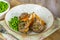 Rosemary lamb chops with carrot and parsnip mash and green peas