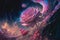 Roses flowers on galaxy background, ethereal dark cosmic scenery, mysterious atmospheric art