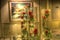 Roses in glass vases  and paintings for decoration in a hallway