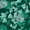 Roses green abstract seamless pattern