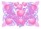 Roses hearts and snakes arranged in a square pattern. St Valentine`s day festive design