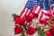 Roses in honor of all who serve and sacrifice for US as represented by the American flag.