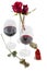 Roses Red Wine Glasses Pomegranate on white Valentines Day compo