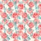 Roses soft red flowers and leaves, hand painted watercolor illustration, seamless pattern design