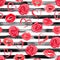 Roses striped seamless pattern