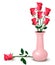 Roses in a vase. Vector.