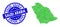 Rosette Grunge Badge And Green Vector Triangle Filled Saudi Arabia Map mosaic