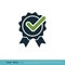 Rosette Ribbon, Check Mark Icon Vector Logo Template Illustration Design. Vector EPS 10