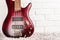 Rosewood bass electric guitar closeup