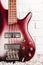 Rosewood bass electric guitar closeup