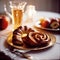 Rosh Hashanah Family Dinner with Sweet Challah, Apples, Honey, and Shofar Horns