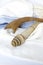 Rosh Hashanah Hashana jewish New Year holiday and Yom Kippur concept with Ram shofar ,horn, Rolled Parchment Scroll, Tallit
