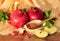Rosh hashanah symbols - honey, apples and pomegranate