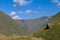 Roshka - A distant panoramic view on Ushba peak in the Greater Caucasus Mountain Range in Georgia.