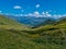 Roshka - A panoramic view on the green hills in the Greater Caucasus Mountain Range in Georgia.