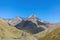 Roshka - A panoramic view on the sharp ridges of the Chaukhi Massif in the Greater Caucasus Mountain Range in Georgia.