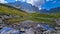 Roshka - Reflections Colorful Abudelauri mountain lakes in the Greater Caucasus Mountain Range.