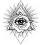 Rosicrucianism symbol. Blackwork tattoo flash. All seeing eye, C