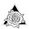 Rosicrucianism symbol. Blackwork tattoo flash. All seeing eye, C