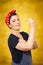 Rosie riveter woman dungarees assertiveness