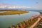 Rosolina, Veneto, Italy: landscape of the Adige river mouth in t