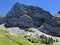 Rossalplispitz or Rossaelplispitz Mountain above the valley Wagital and alpine Lake Wagitalersee Waegitalersee, Innerthal