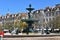 Rossio, Lisbon PORTUGAL - 20 March 2018 - Famous fountain with statues with mythical symbolism in Dom Pedro IV square