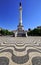 Rossio square in the central Lisbon with a monument of the king Pedro IV.